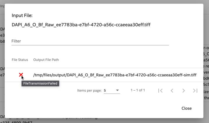 Figure 4: Output File Status Tool Tip